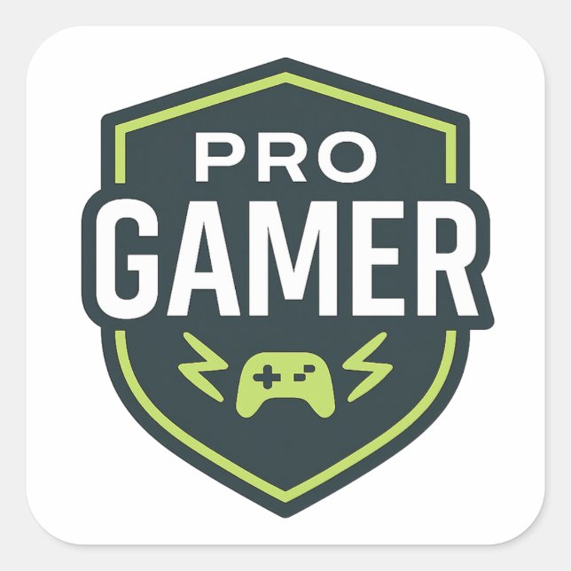PRO GAMER Shield-Abzeichen Quadratischer Aufkleber (Vorderseite)