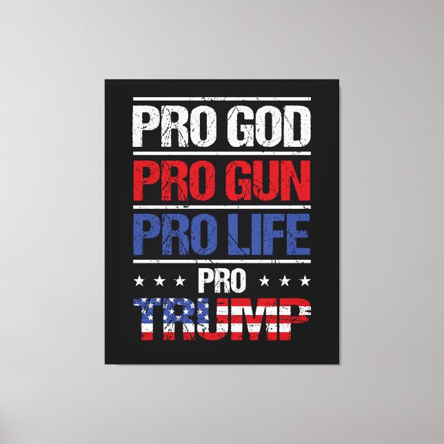 Pro God Pro Gun Pro Life Pro Trump Wahl Leinwanddruck (Vorderseite)