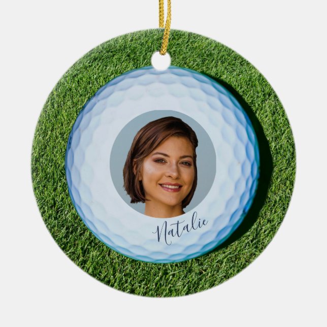 Pro Golf Foto unterzeichnet Golf Ball Weihnachten Keramik Ornament (Vorne)