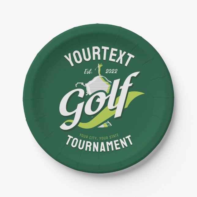 Pro Golfer NAME Golf Trophy Turnier Golfspielen Pappteller (Vorderseite)