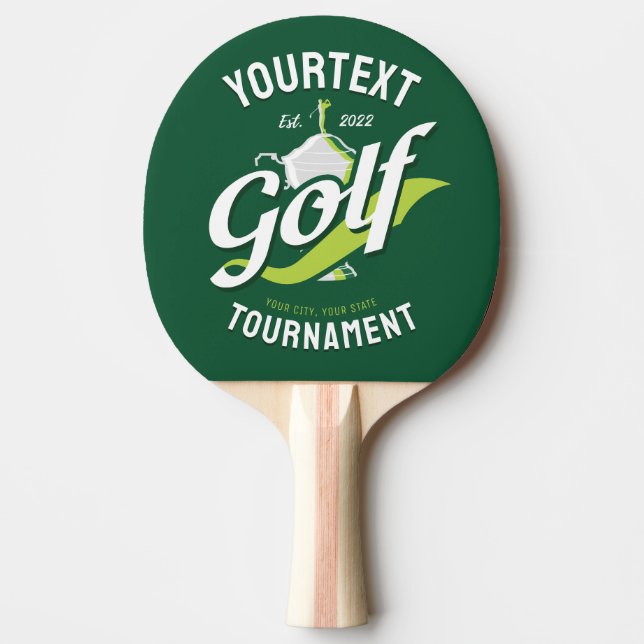 Pro Golfer NAME Golf Trophy Turnier Golfspielen Tischtennis Schläger (Vorderseite)