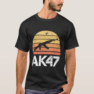 Pro Gun 2. Änderung Ak47 Rifle Retro Sunset T-Shirt