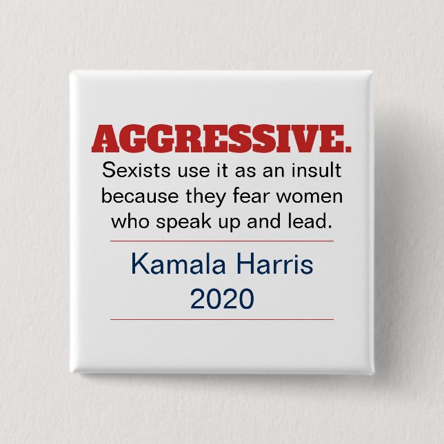 Pro-Kamala Harris Aggressiver Antisexismus 2024 Button (Vorderseite)