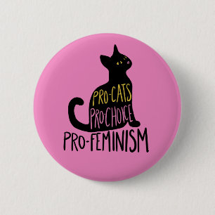 Pro-Katzen pro-wahl pro-feminismus schwarze Katze Button