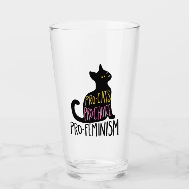 Pro-Katzen pro Wahl Pro-Feminismus schwarze Katze Glas (Vorderseite)