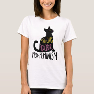 Pro-Katzen pro Wahl Pro-Feminismus schwarze Katze T-Shirt