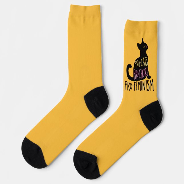 Pro-Katzen Pro-Wahl Pro-Feminismus Socken (Linkes Detail)