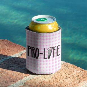 Pro-Life Baby Footprint auf Gingham Dosenkühler