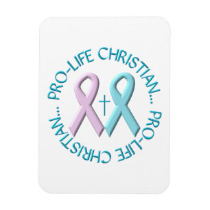 Pro-Life-Christlich mit/Cross & Pink/Blue Ribbons Magnet