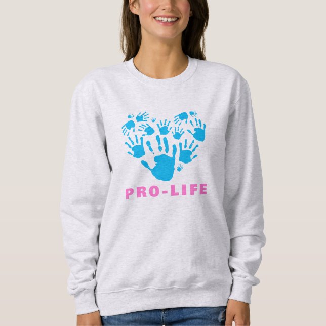 Pro-Life Handprint Heart – Value Life Awareness  Sweatshirt (Vorderseite)
