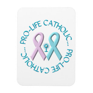 Pro-Life Katholik w/Monstrance & Pink/Blue Ribbons Magnet