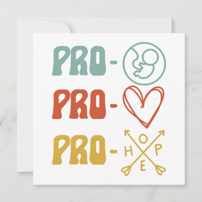Pro-Life Pro-Liebe Pro-Hope Vintag Einladung (Vorderseite)