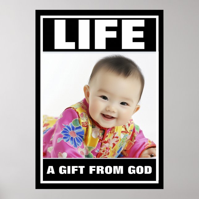 PRO-LIFE SMILING CHINESE BABY MÄDCHEN LEBENSSTUFE POSTER (Vorne)