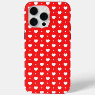 Pro Max Chic Red White Hearts Girl iPhone 15 Coque