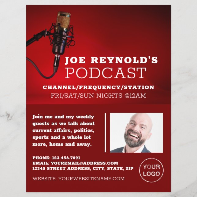 Pro Mikrofon, Podcaster, Podcast-Werbung Flyer (Vorne)