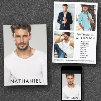 Pro Model Actor 4 Fotos Moderne Comp Card Einladung