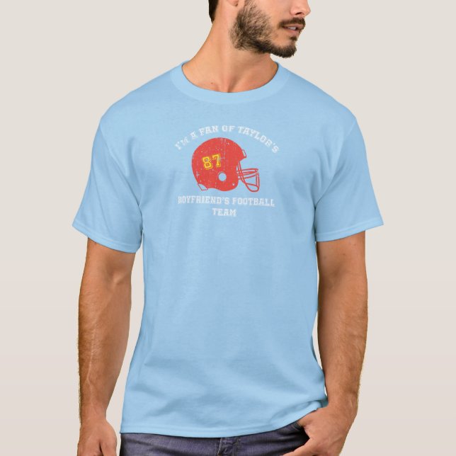 Pro Swift Kelce Football Affäre in White Dstrssd T-Shirt (Vorderseite)