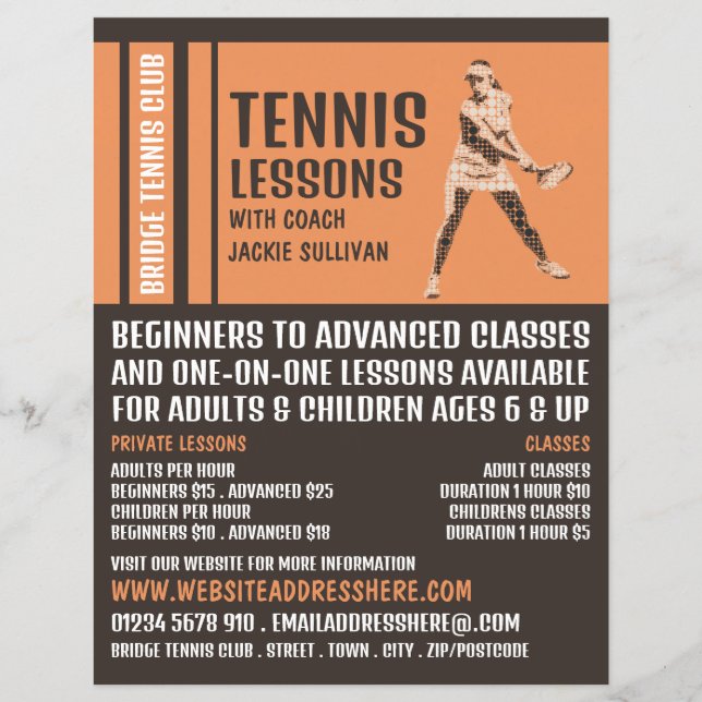 Pro Tennis Player, Tennisunterricht/Klassenwerbung Flyer (Vorne)