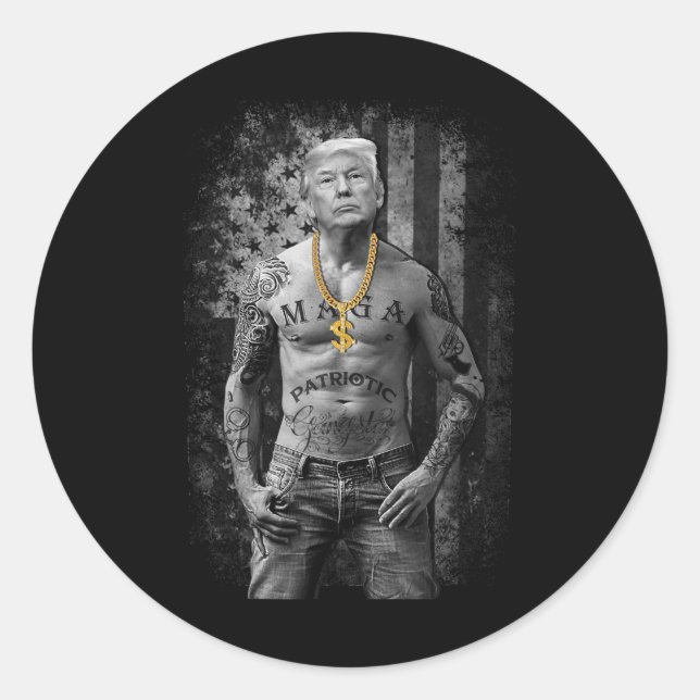 Pro Trump Patriotic Gangster - Antiliberale Republ Runder Aufkleber (Vorderseite)