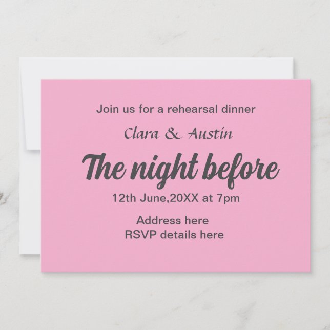 Probe Abendessen in der Nacht vor der einfachen mi Einladung (Vorderseite)