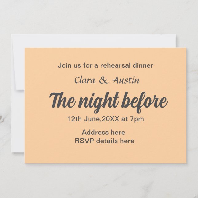 Probe Abendessen in der Nacht vor der einfachen mi Einladung (Vorderseite)