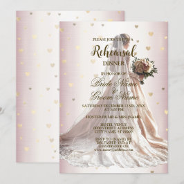 Probe Abendessen Rose Winter Hochzeit Braun Golden Einladung