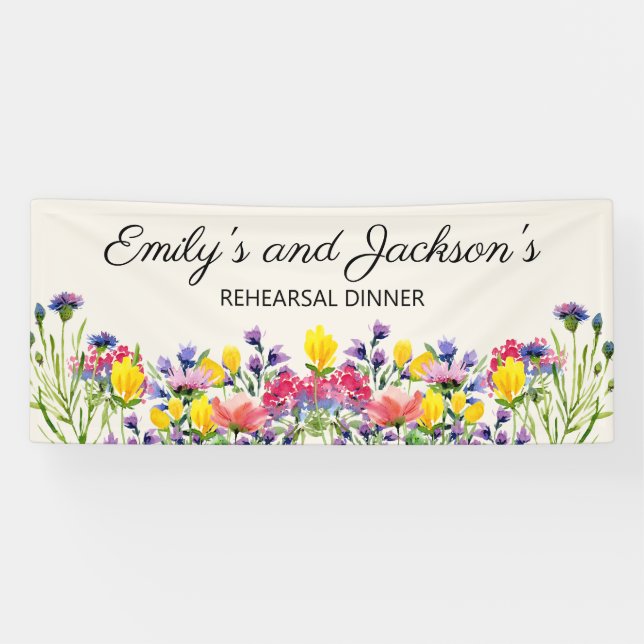 Probe Abendessen Wildblumen Name Banner (Horizontal)