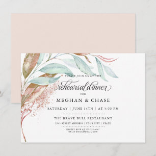 PROBE   Coral Copper Aqua Wassercolor Foliage Einladung