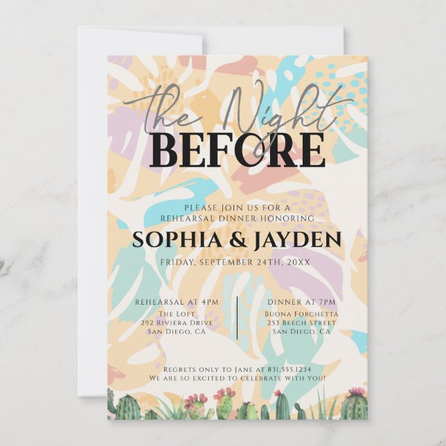 Probe Dinner Cactus Tropical Palm Tree Wüste Einladung (Vorderseite)