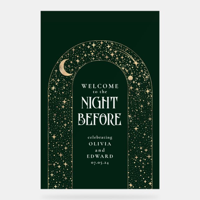 Probe Dinner Celestial Emerald Green Willkommen Acrylschild (Vorderseite)