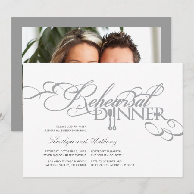 Probe Dinner Classic Scrolls Hochzeit Einladung (Vorne/Hinten)