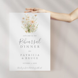 Probe-Dinner der klassischen Blush Wildblume Willk Poster