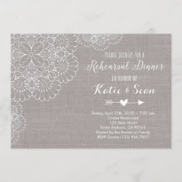 Probe Dinner Einladung Gray Burlap & Lace