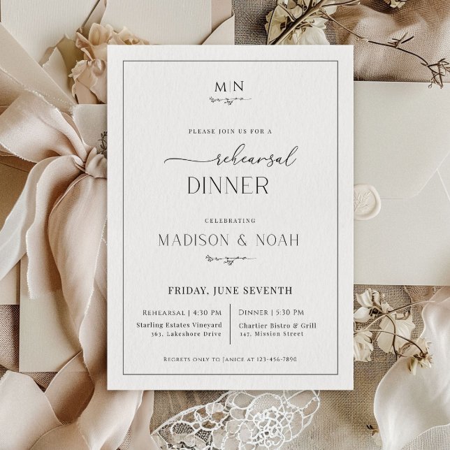 Probe Dinner Einladung Monogramm, klassische Hochz (Von Creator hochgeladen)