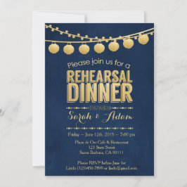 Probe-Dinner Gold und Navy Einladung