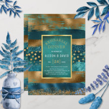 Probe Dinner mit aquamarinen Pinselstrichen