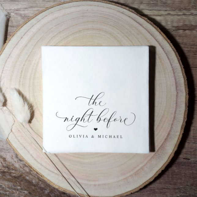 Probe-Dinner Napkins Die Nacht vor der Hochzeit Serviette (The night before wedding rehearsal dinner napkins in black and white script. Personalized rehearsal)