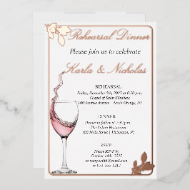 Probe Dinner, Toast mit Blumen, elegant weiß Folieneinladung