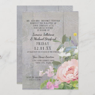 Probe Dinner Wilde Blume Peony Rustic Holzkunst Einladung