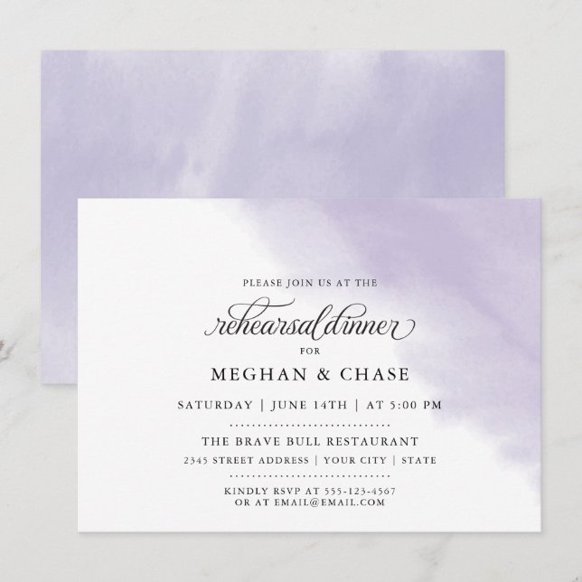 Probe | Lilac Amethyst Watercolor Einladung (Vorne/Hinten)