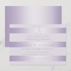 Probe   Lilac Shimmer Stripes Monogramm Einladung