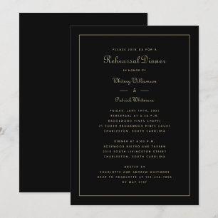Probedinner Hochzeit Elegant Schwarz & Gold Einladung