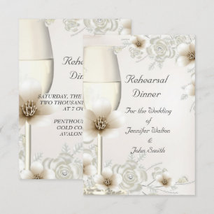 Probedinner Hochzeit Sepia Creme Rosenblüte Einladung