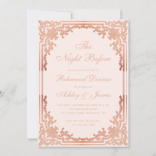 Probedinner in Rosa mit Roségold in der Nacht davo Einladung