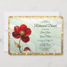 Probedinner mit roter Blumenfenstermalerei