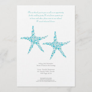 Proben-Abendessen-Hochzeits-Aqua-TürkisStarfish Einladung