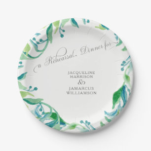 Proben-Abendessen-Lorbeer-Blatt-OliveWatercolor Pappteller