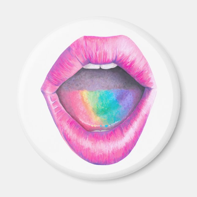 Probieren Sie den Regenbogen LGBT 1 Liebe Sexy Mou Magnet (Vorne)