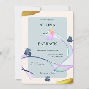 Probieren Sie die lila, goldene Hochzeit Einladung