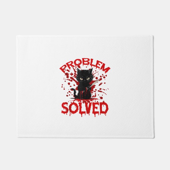 Problem gelöst Schwarze Katze Fußmatte (Vorderseite)
